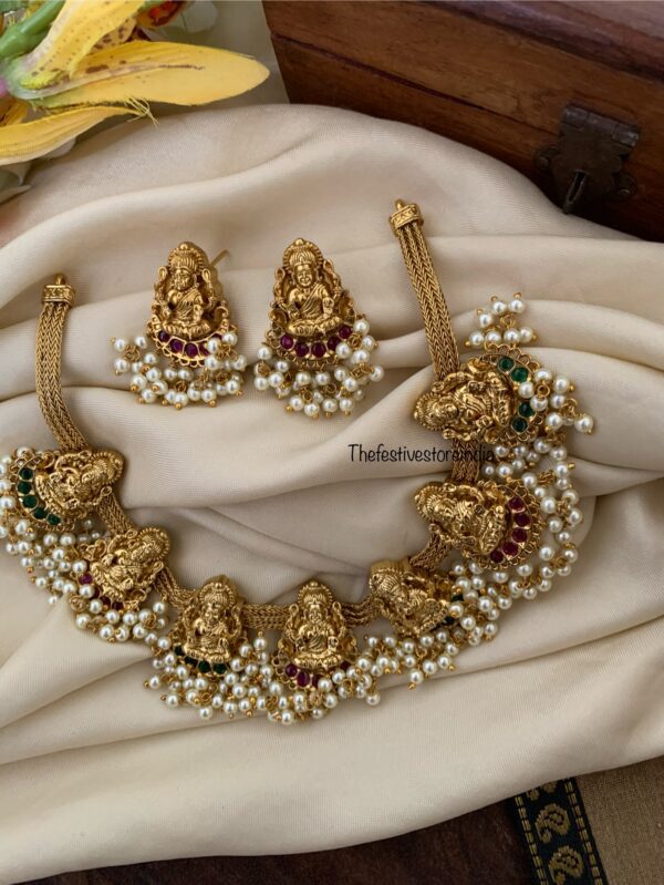 An all lakshmi multi color stone necklace set