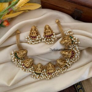 An all lakshmi multi color stone necklace set