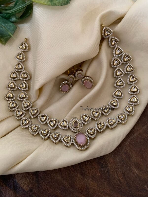 Classic 2 layer Victorian necklace set  - Pink