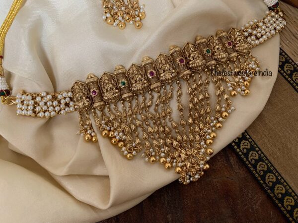 Bridal High neck step lakshmi choker set