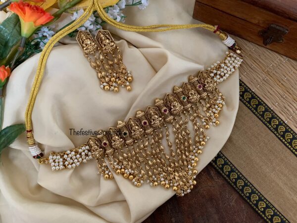 Bridal High neck step lakshmi choker set