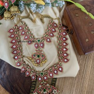 Jadau maanga kemp bridal set | Bridal Temple Jewellery