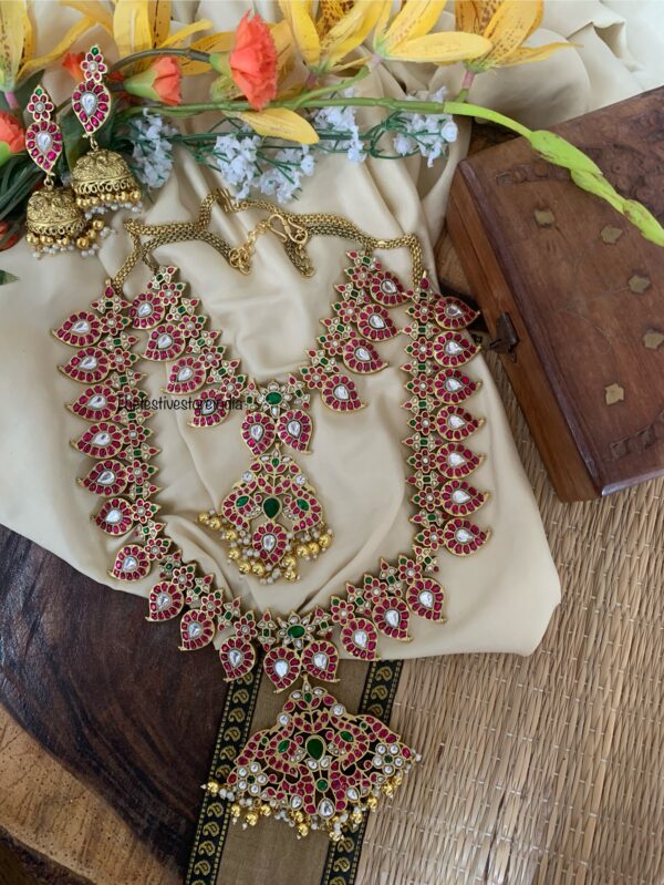 Jadau maanga kemp bridal set | Bridal Temple Jewellery