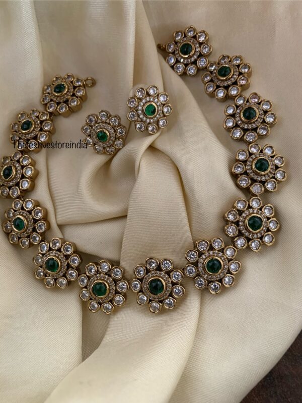 Floral green Victorian necklace set