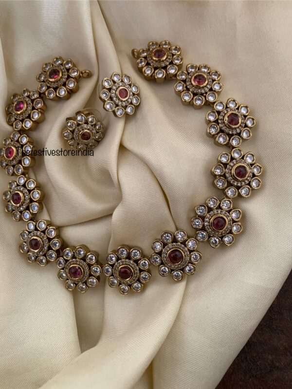 Floral ruby Victorian necklace set