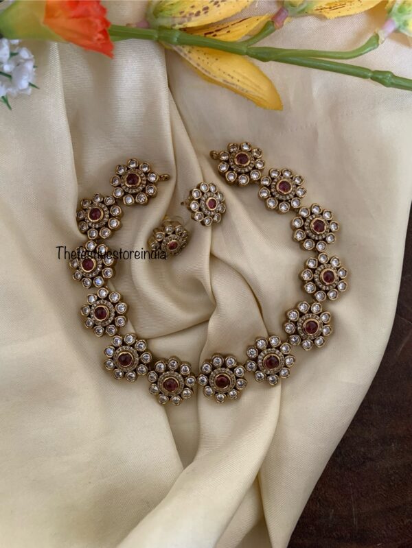 Floral ruby Victorian necklace set