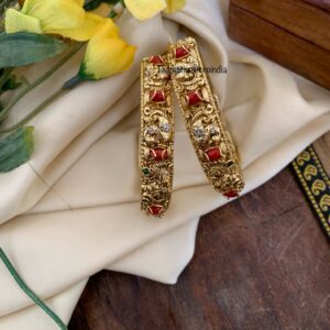 Bridal Lakshmi gold coral bangles - Set of 2
