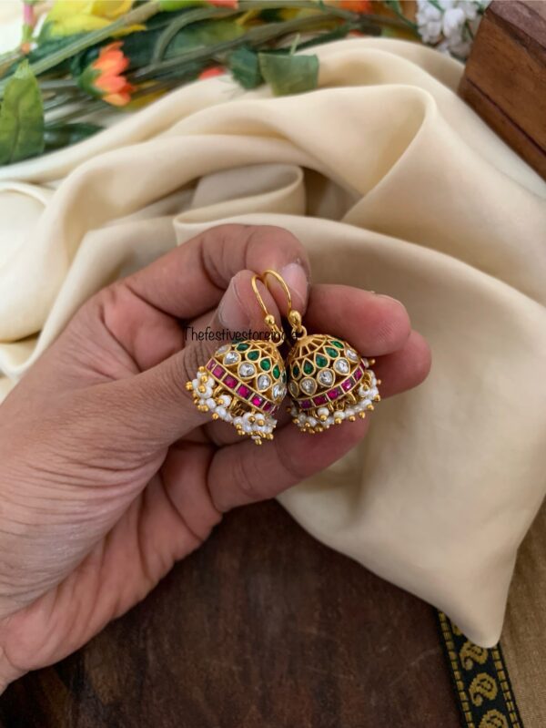 Simple jadau cluster hook jhumka