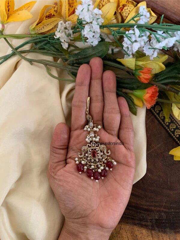 Victorian ruby drops maangtikka