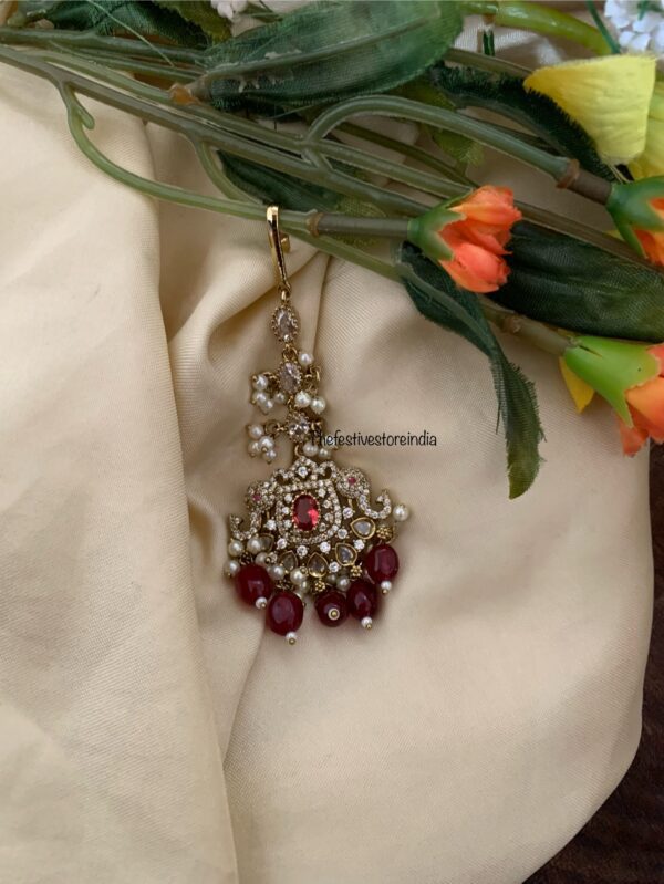 Victorian ruby drops maangtikka