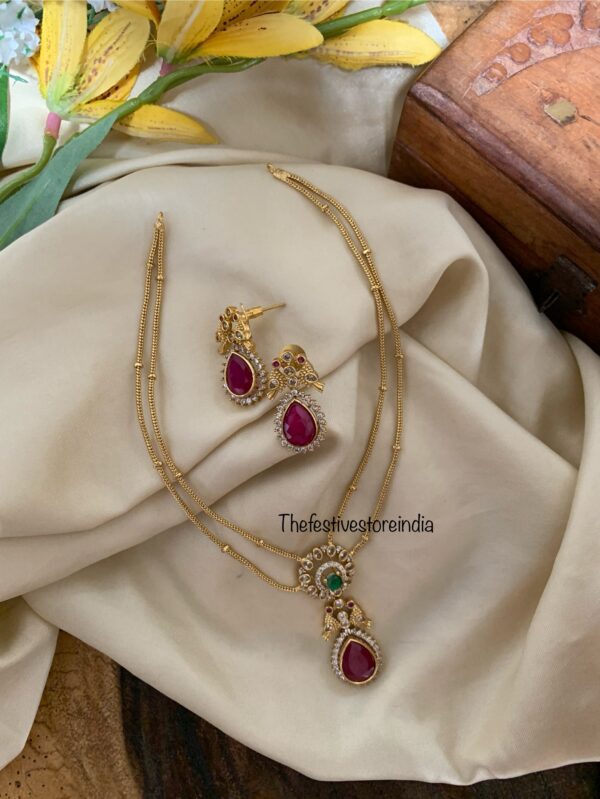 2 layer Ruby drop necklace set