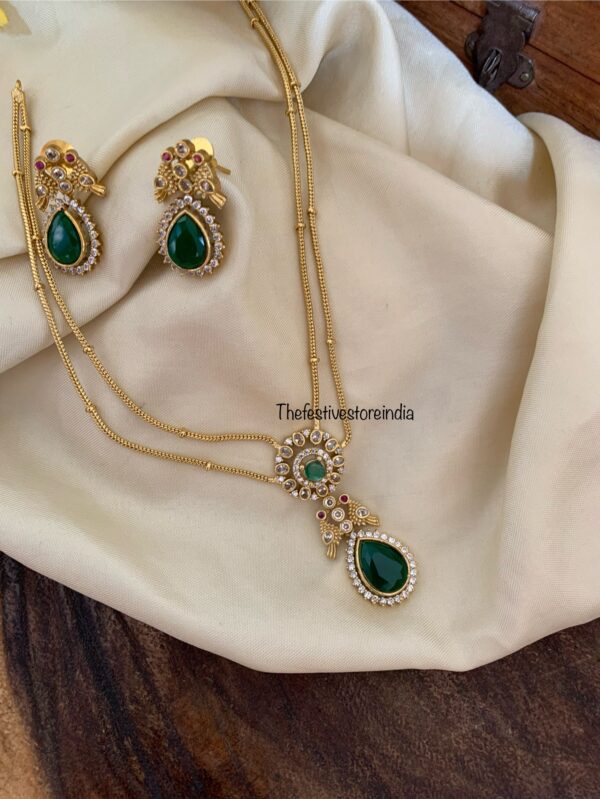 2 layer Emerald drop necklace set