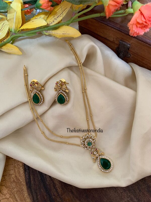 2 layer Emerald drop necklace set