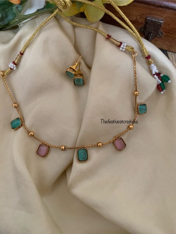 Pastel blue pink necklace set