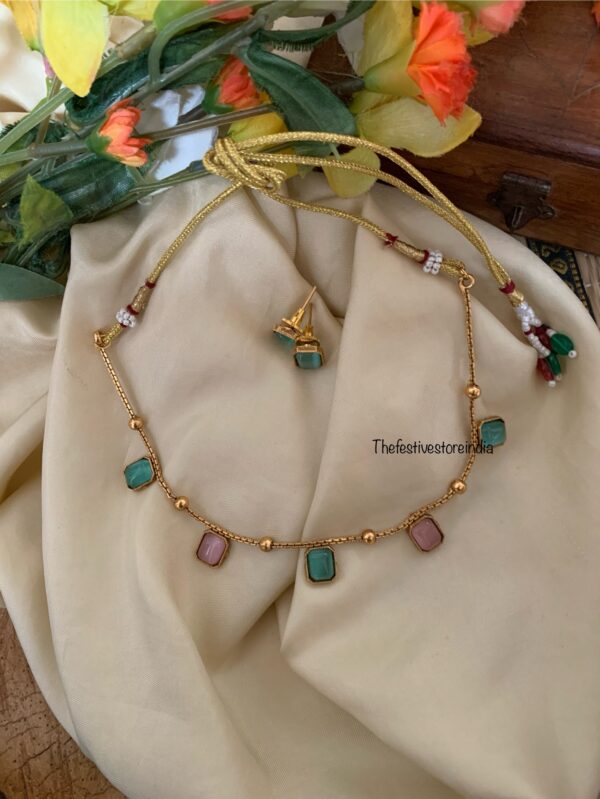Pastel blue pink necklace set