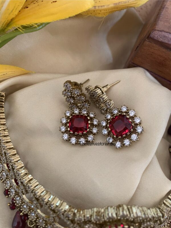 An all red/ruby bridal Victorian choker set