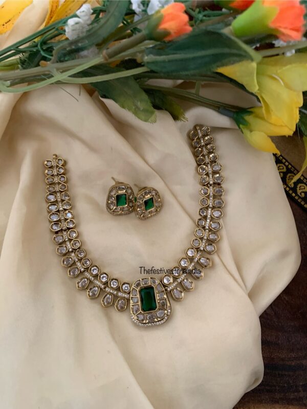 Victorian with just emerald stone necklace set