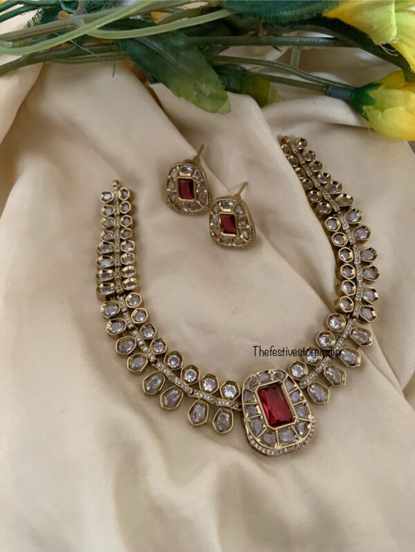 Victorian with just ruby stone necklace set
