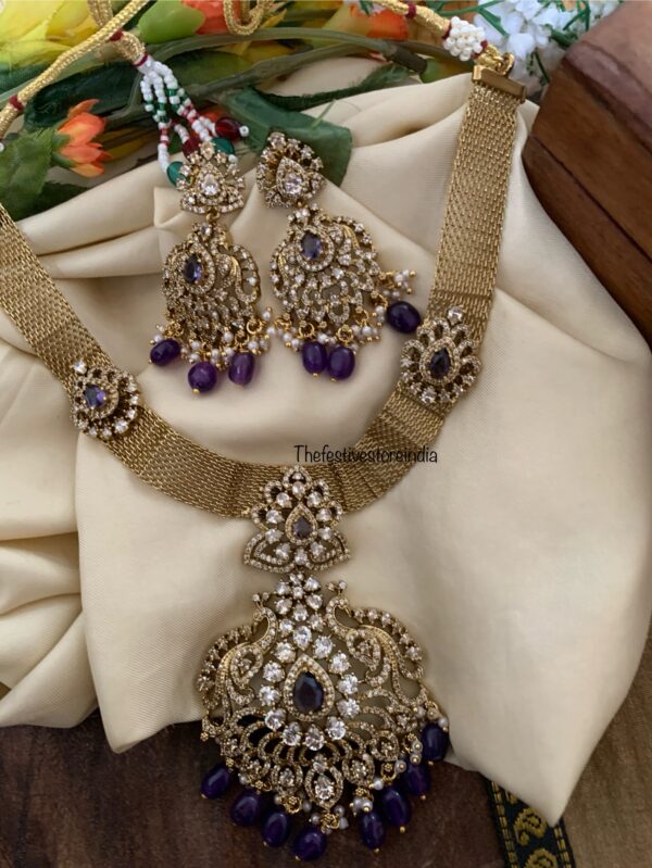 Bridal victorian chain necklace set - Purple beads