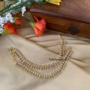 Gold polish diamond look ear chain
