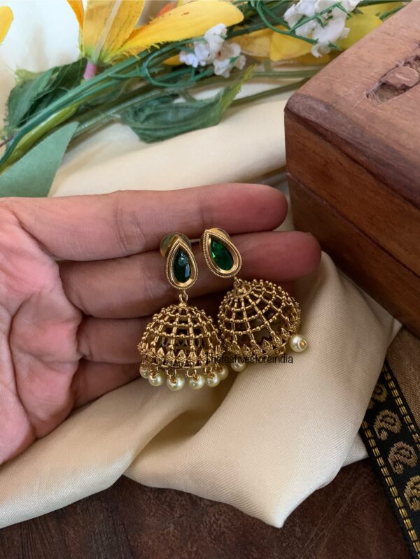Classic jhumkas - Green