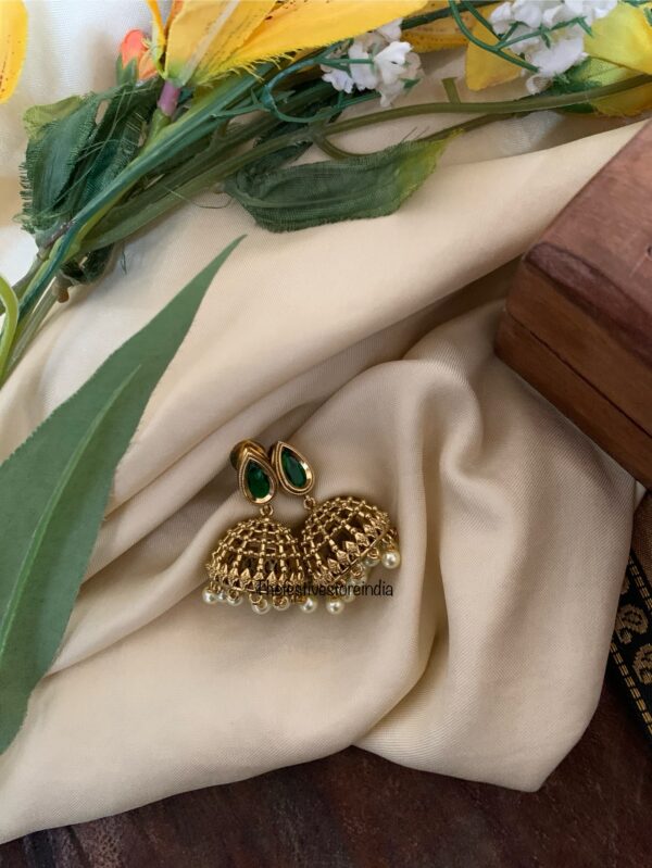 Classic jhumkas - Green