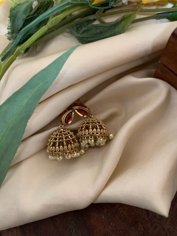 Classic jhumkas - Maroon / Red