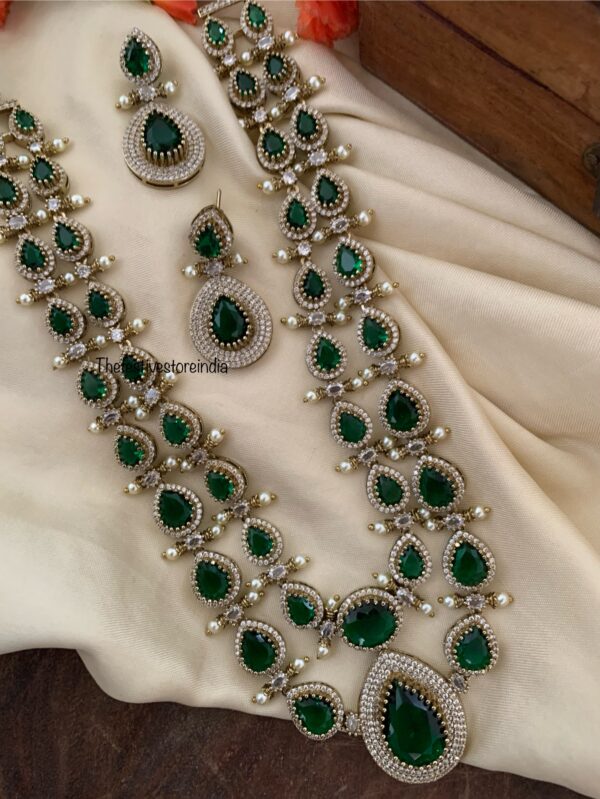 2 layer Victorian emerald haaram set