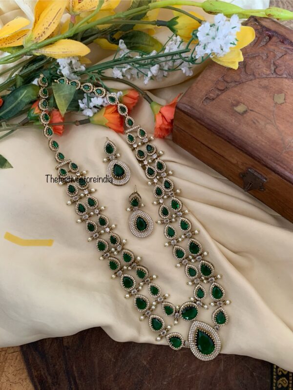 2 layer Victorian emerald haaram set