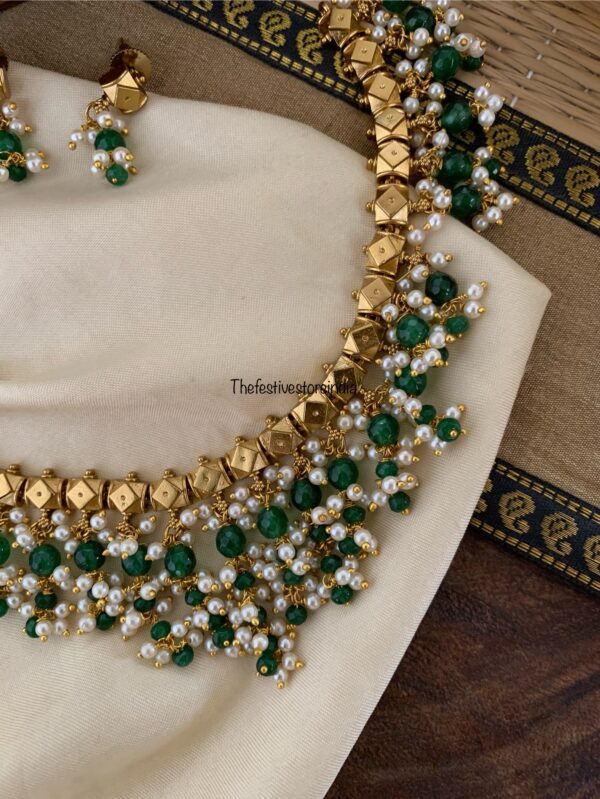 Classic drop necklace set - Green