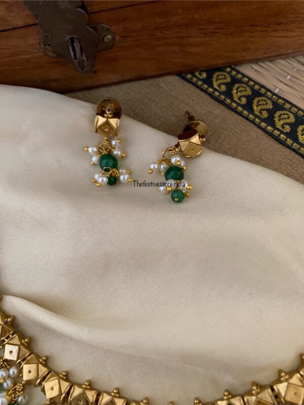 Classic drop necklace set - Green