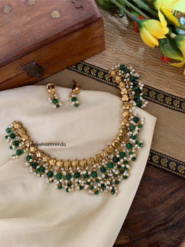 Classic drop necklace set - Green