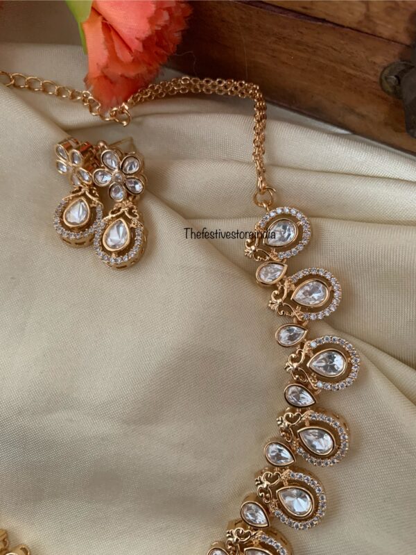 Rose gold drop kundan set