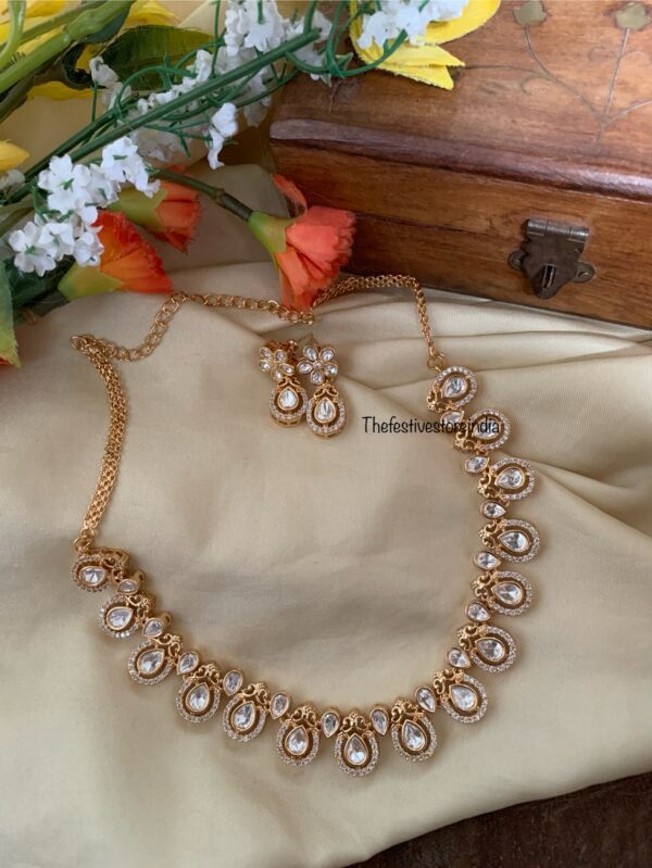 Rose gold drop kundan set