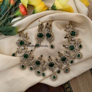 Designer Victorian necklace set - Green
