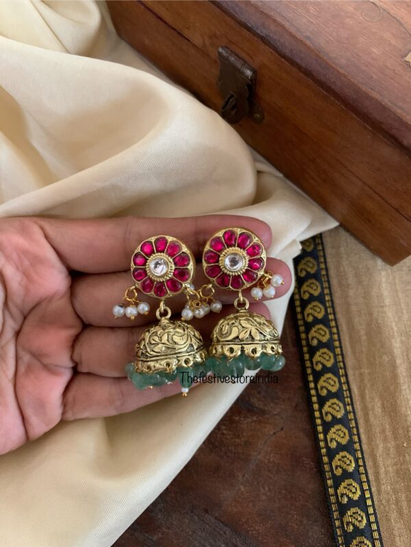 Jadau kemp and green jhumkas