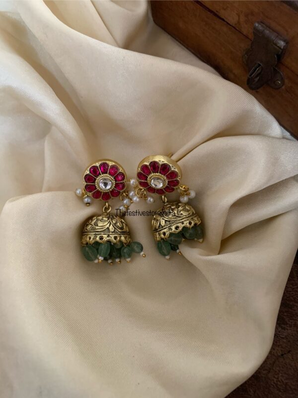 Jadau kemp and green jhumkas