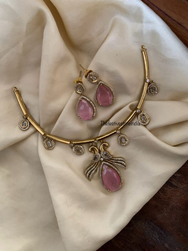 Budgeted Pink AD drop pendant hasli set