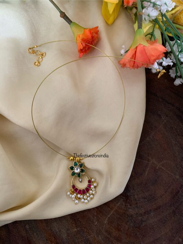 Jadau minimalist chandbali pendant chain