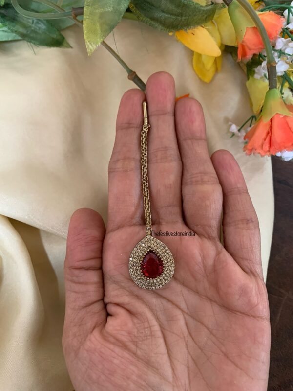 Victorian Ruby maangtikka