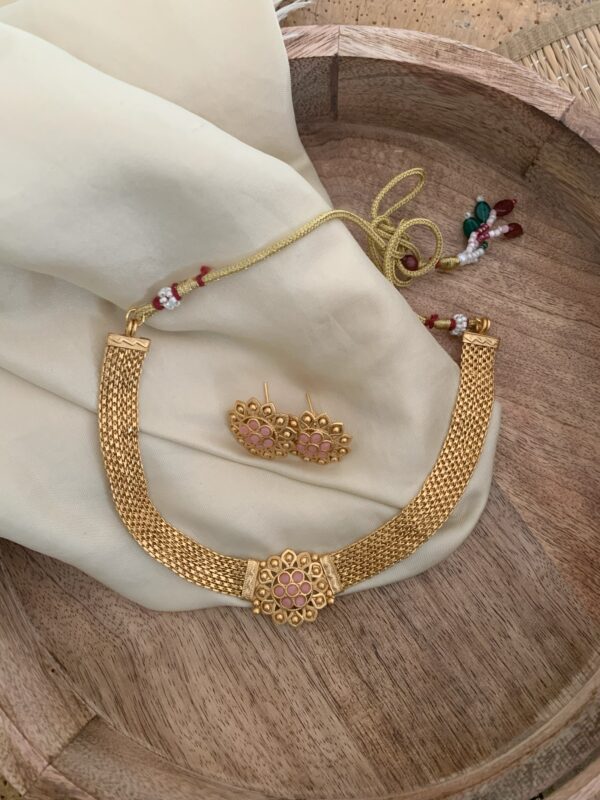 Floral mopp choker set - Pink