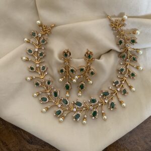 Gold finish Green contemporary evening wear