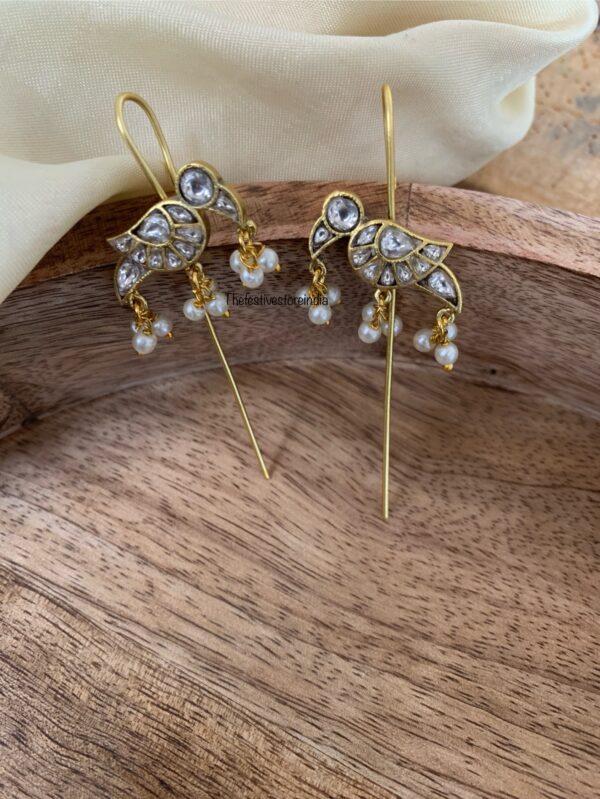 Jadau parrot all white earcuff | stick ear cuff (Set of 2)