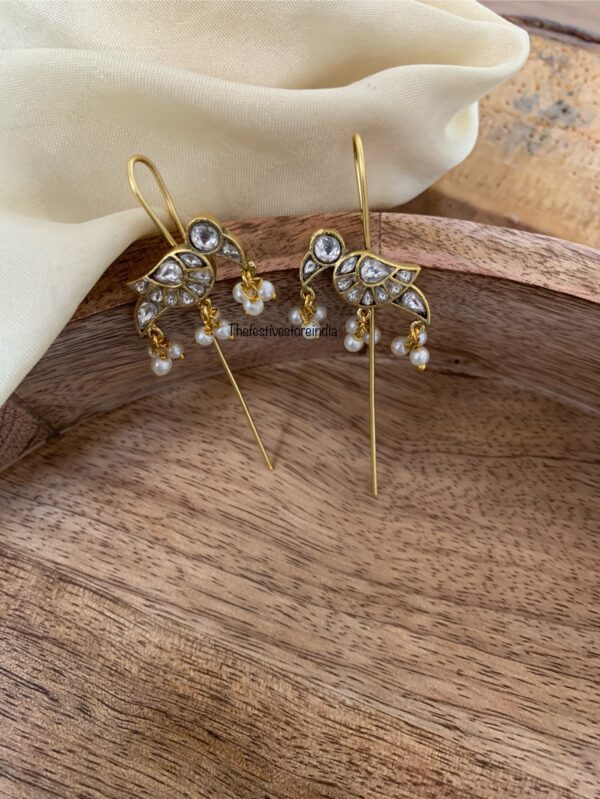 Jadau parrot all white earcuff | stick ear cuff (Set of 2)