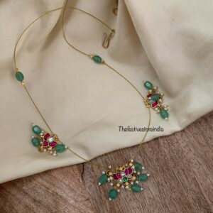 Lotus green drops invisible chain - 46cms