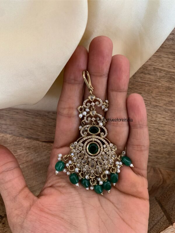 Victorian Green drops maangtikka