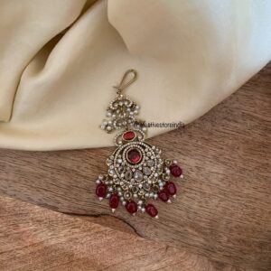 Victorian Maroon drops maangtikka