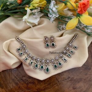 Floral victorian diamond emerald set