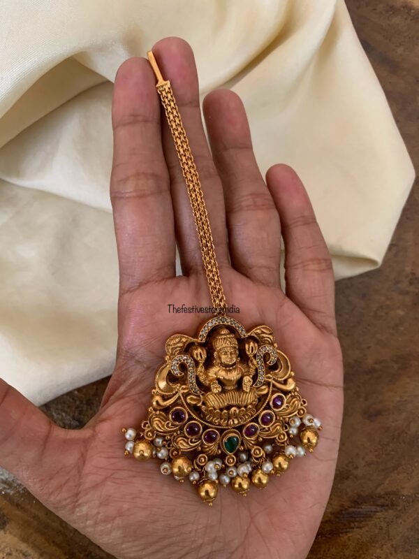 Antique polish Lakshmi maangtikka