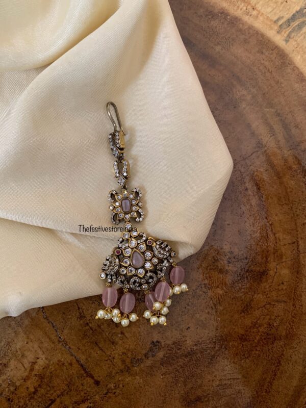 Pink drops victorian maangtikka